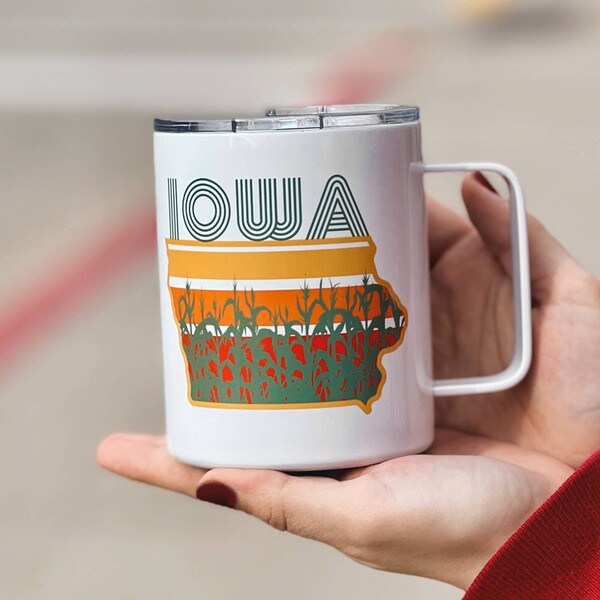 State of Iowa Retro Tumbler with Handle (12 oz.)
